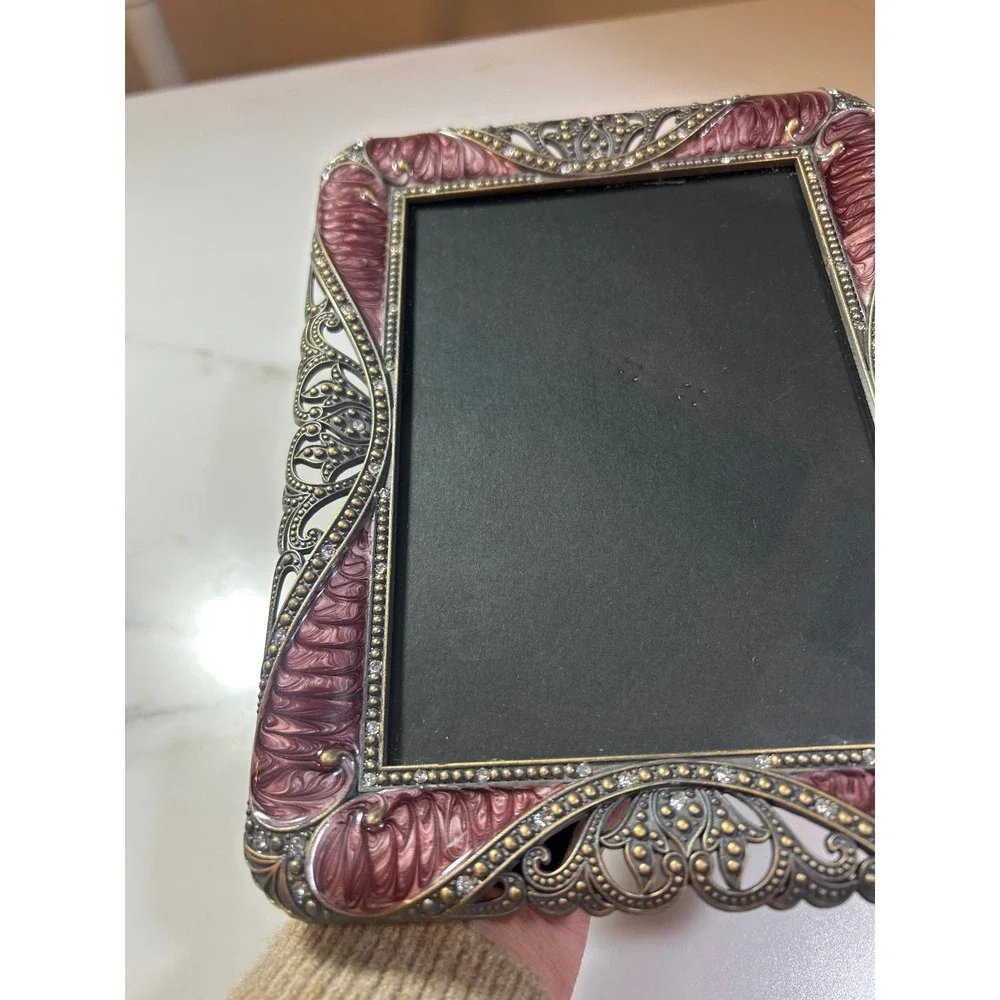 Vintage‎ Victorian Style Purple Enamel Filigree Rhinestone 5x7 Picture Frame